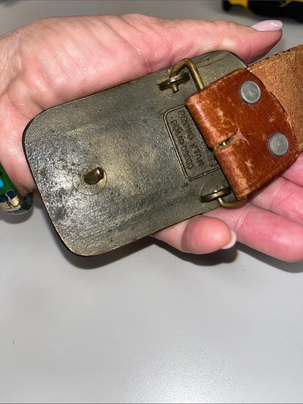 Dyna Buckle Devy Brown Leather Belt w/ Vanguard Brass Buckle